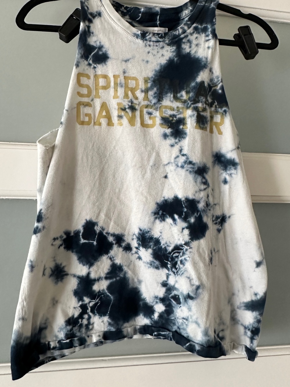 Spiritual Gangster Blue and White Tie-Dye Tee - Casual Knit Top